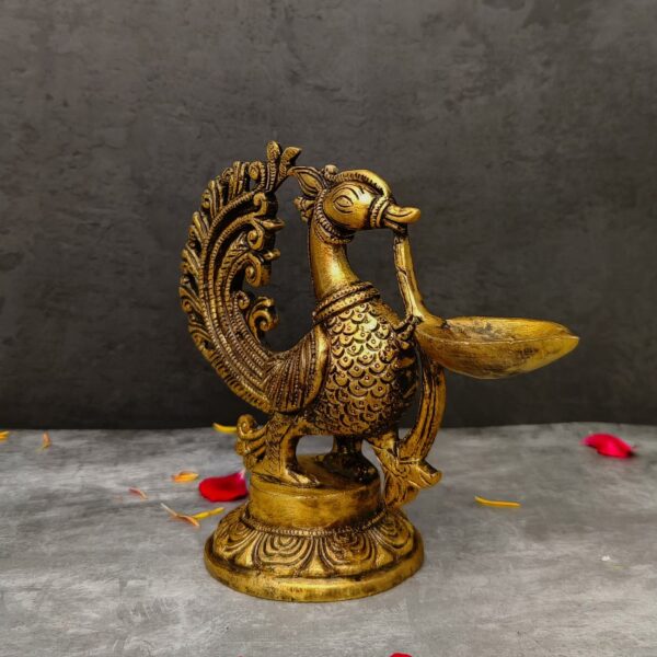 brass peacock diya / lamp height 6 inch