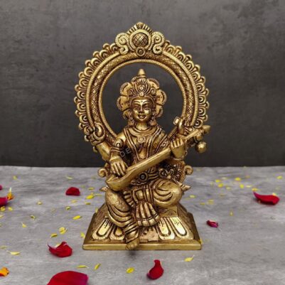 brass saraswati mata idol height 9.5 inch
