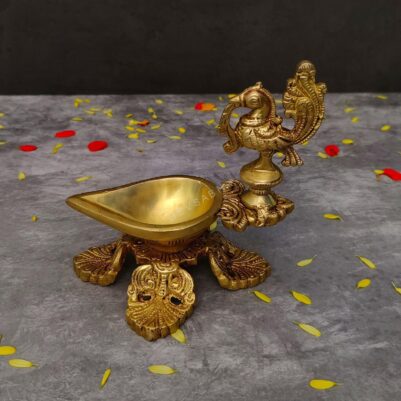 brass peacock diya height 5.5 inch