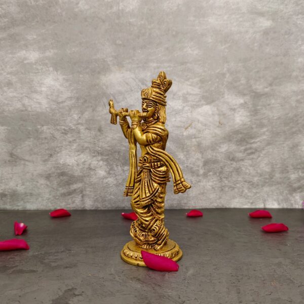 Brass krishna idol/statue height 7.5 inch