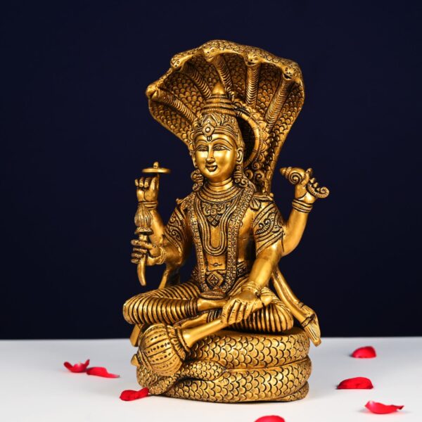 Brass Vishnu / narayan murti sitting on shesnaga height 13 inch