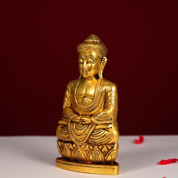 Golden color brass buddha statue height 8 inch