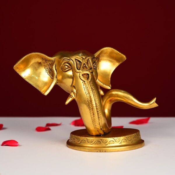 brass ganesha face table top statue height 6 inch