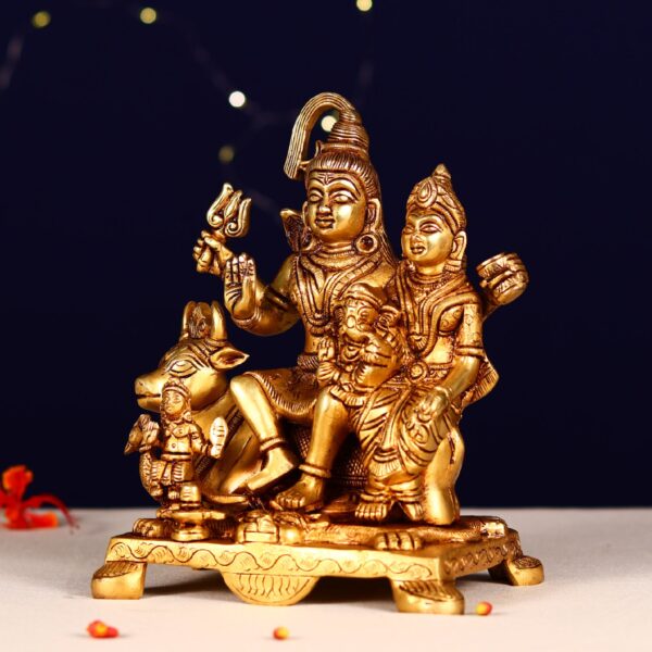 Brass shiva family statue height 9 inches