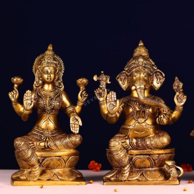 Laxmi ganesh brass murti height 12.1 inch