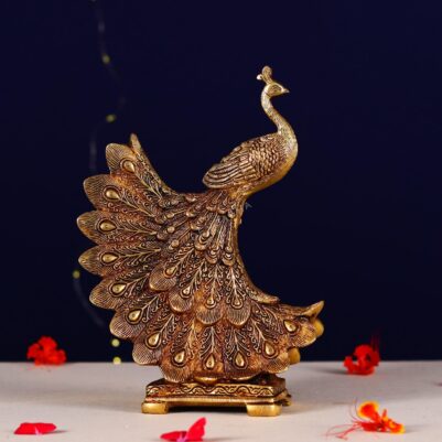 Brass peacock for table top height 10.5 inch