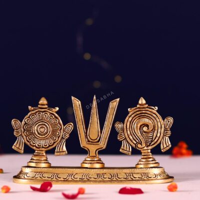 brass sankha chakra namah stand height 4.1 inch