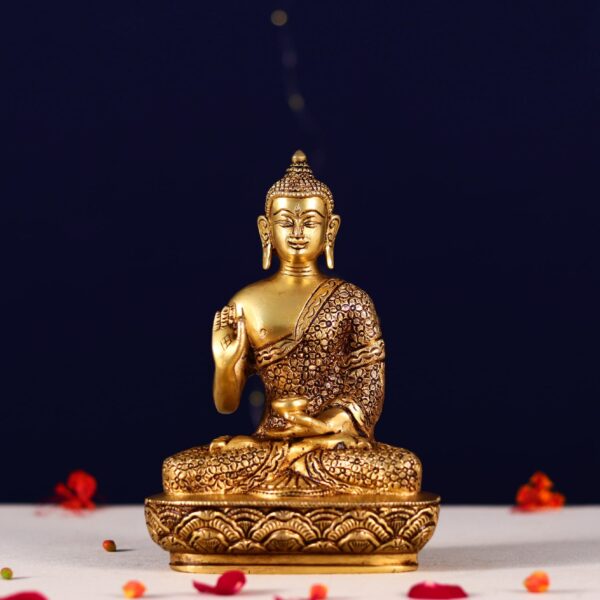 brass buddha murti height 8 inch