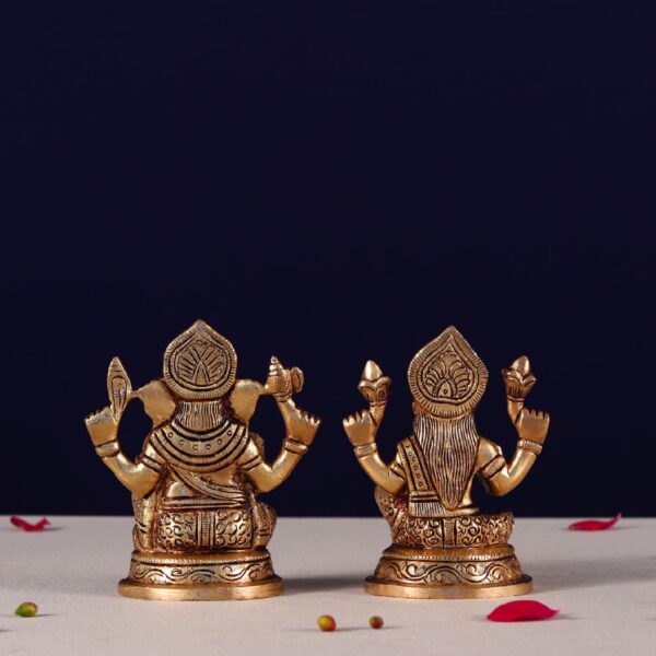 Laxmi ganesh brass murti height 4 inches
