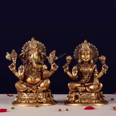 Laxmi ganesh brass murti height 6.1 inches