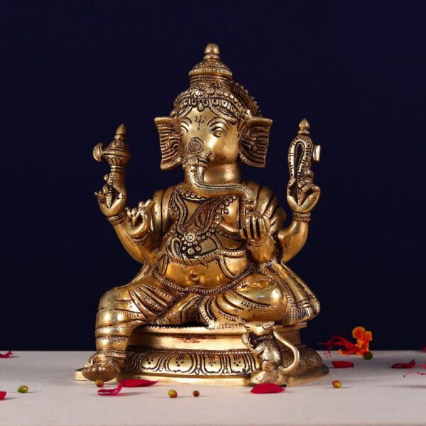 lord ganesh brass murti height 10 inch
