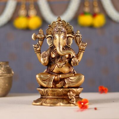 Elegant Brass Lord Ganesha Statue height 8 inch