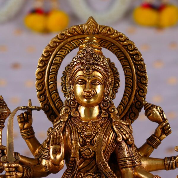 14.5-Inch Brass goddess Durga murti