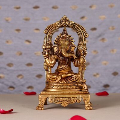 Elegant Brass Lord Ganesha Statue height 9 inch