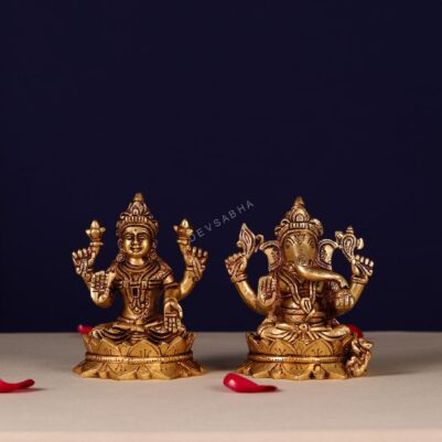 Brass Ganesha Lakshmi Pair