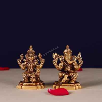 Brass ganesha lakshmi pair height 3.5 inch