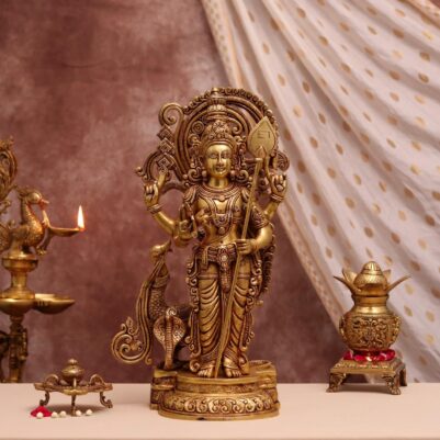 20-Inch Brass Lord Murugan/Kartikeya Idol