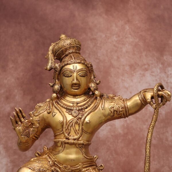 Brass Lord Krishna on Kaliya Nag height 35 inches