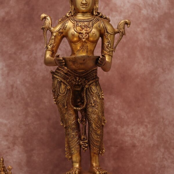 brass standing deeplakshmi oil lamp 31.5″