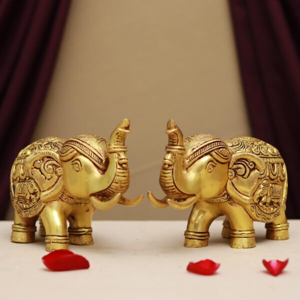 Brass elephant statue pair height 5.5 inches