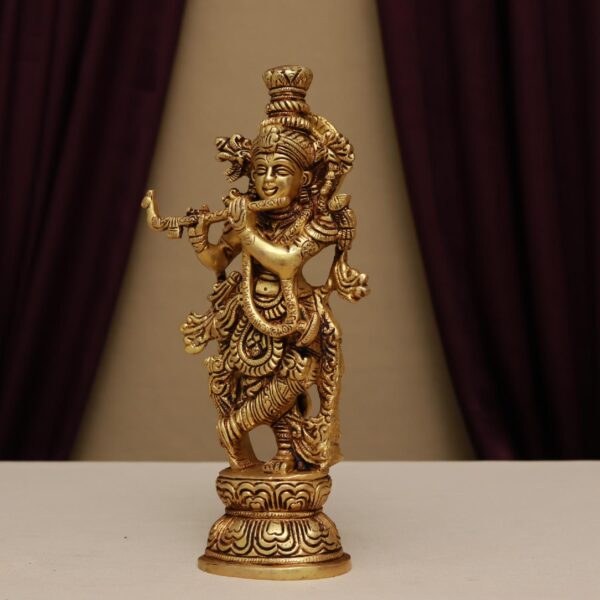 Brass lord krishna idol 9 inches