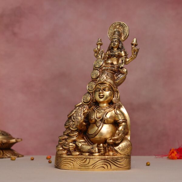 10.5-Inch Brass Kuber Lakshmi Idol