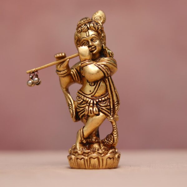 Super fine Brass krishna statue height 5.3 inches