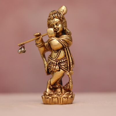 Super fine Brass krishna statue height 5.3 inches