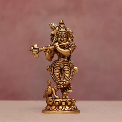 Super fine Brass krishna statue height 6 inches