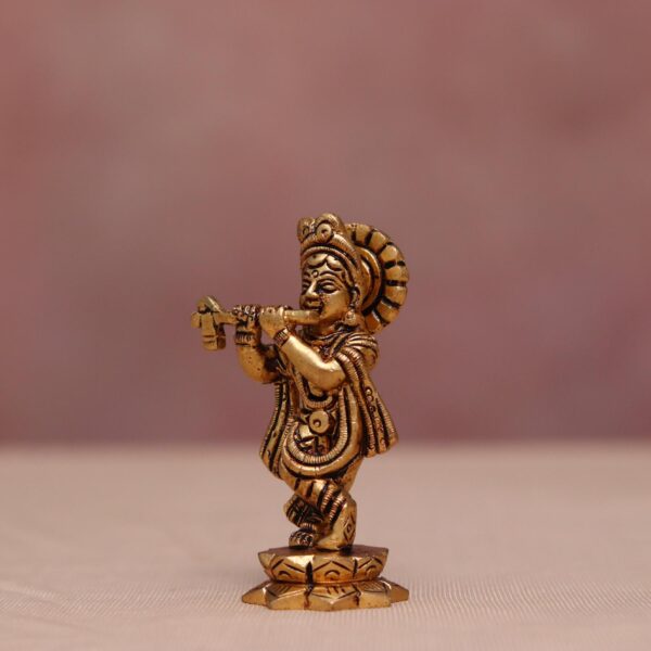 Super fine Brass krishna statue height 3.3 inches