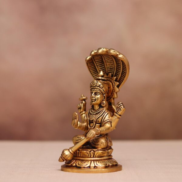 Brass lord Vishnu idol sitting on shesh nag ( 6 inches )