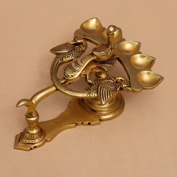 Brass  peacock diya height 5.5 inch