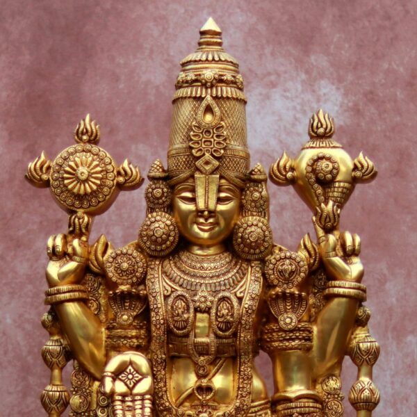 Tirupati Balaji Brass Idol – 60 Inch Pure Brass Murti with Arch
