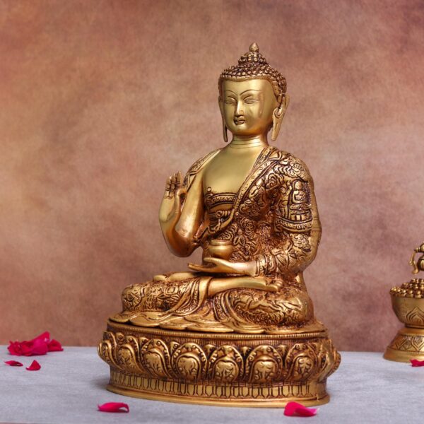 brass buddha statue height 14.5 inches