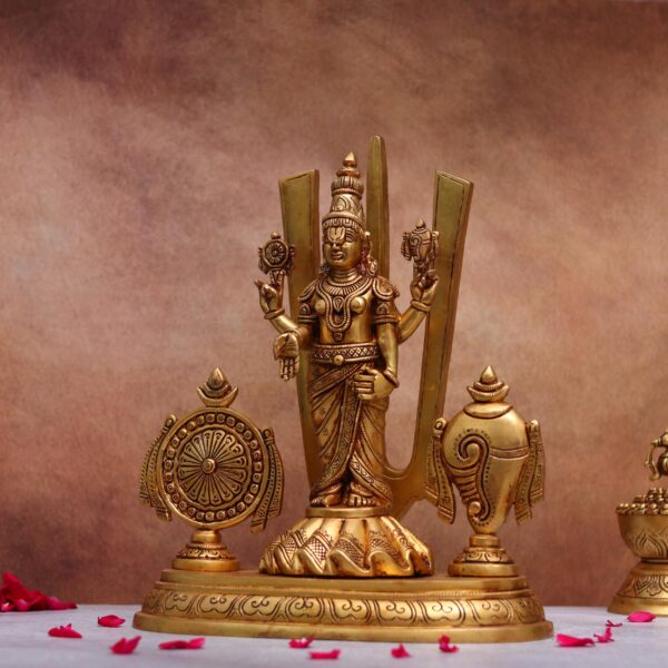 Brass Tirupati Balaji with Sankha chakra and namah height 14.1 inches