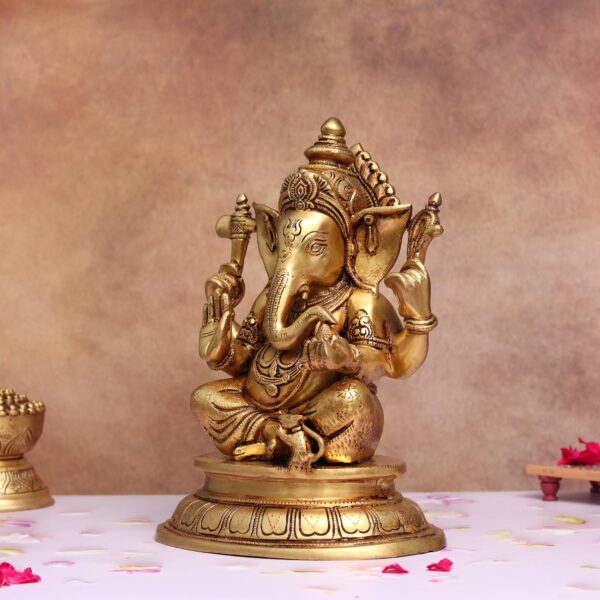 brass lord  ganesha murti height 11.5 inches
