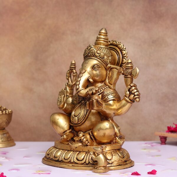 brass lord  ganesha idol height 11.5 inches