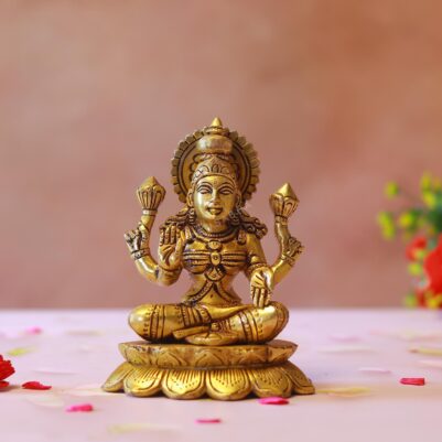 goddess laxmi brass murti height 6 inches