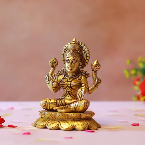 goddess laxmi brass murti height 6 inches