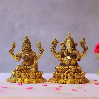 Laxmi ganesh brass murti height 5.2 inches
