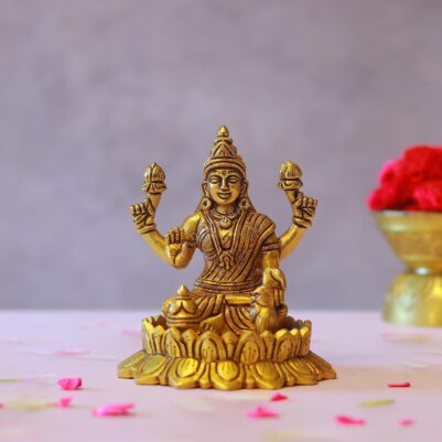 goddess laxmi brass murti height 5.2 inches