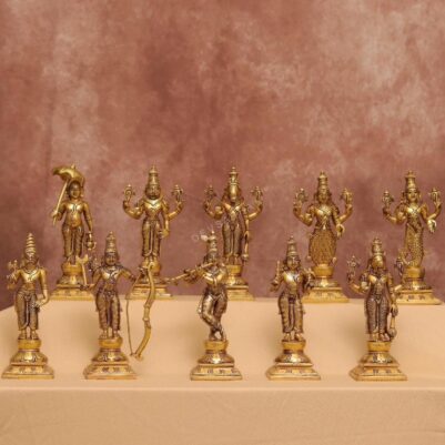 Brass lord vishnu dashavatar murti 10 inches height