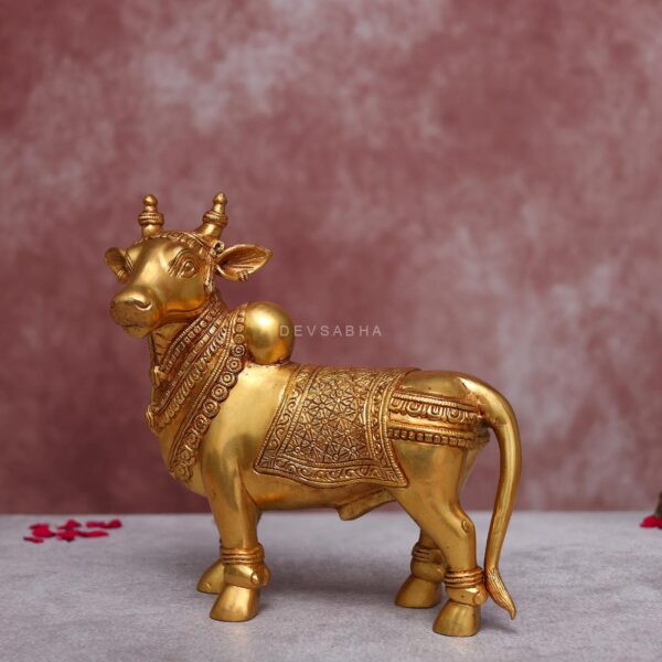 Brass nandi statue standing height 10.5 inches