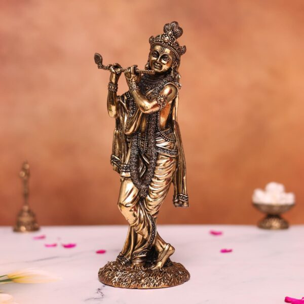 Brass Krishna statue with Flute 6″