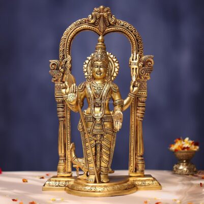 Brass Lord Murugan Idol 14 Inches Perfect for Home Decor