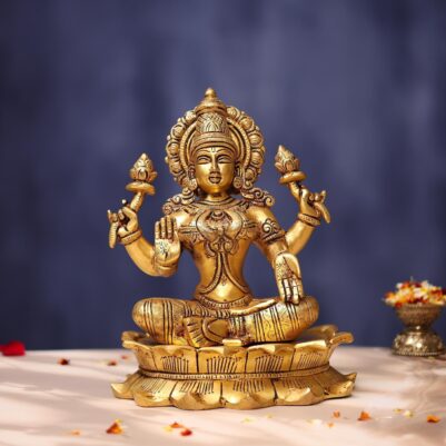 Brass Laxmi Idol 11 Inches Beautiful Statue for Home and Decor