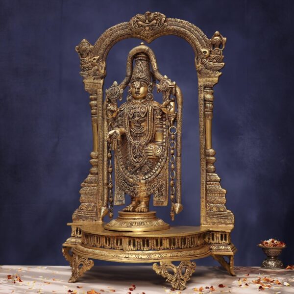Brass Tirupati Balaji with frame height 25 inches