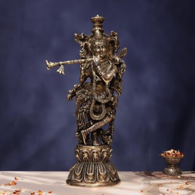 Antique Radha Krishna Brass Idol 18 Inch height