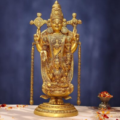 Brass Tirupati Balaji Weds Padmavati Idol 18.6 Inches for Home Decor