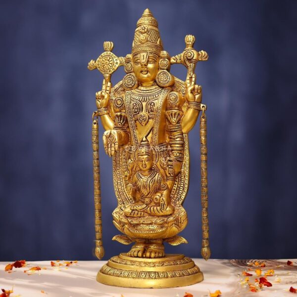 Brass Tirupati Balaji Weds Padmavati Idol 18.6 Inches for Home Decor